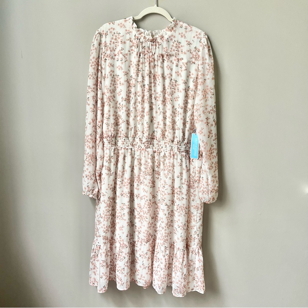 Draper James Cream Midi Dress with Pink Floral Print